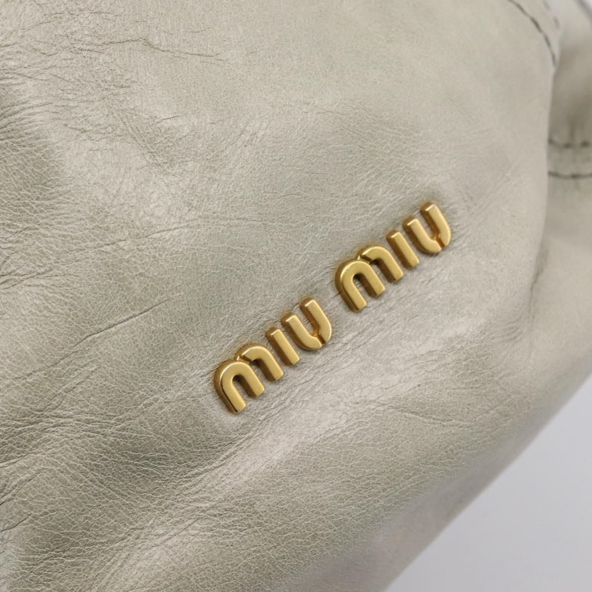 Miu Miu Tote Bag Vitellolux Gray Gold Auth 206009V