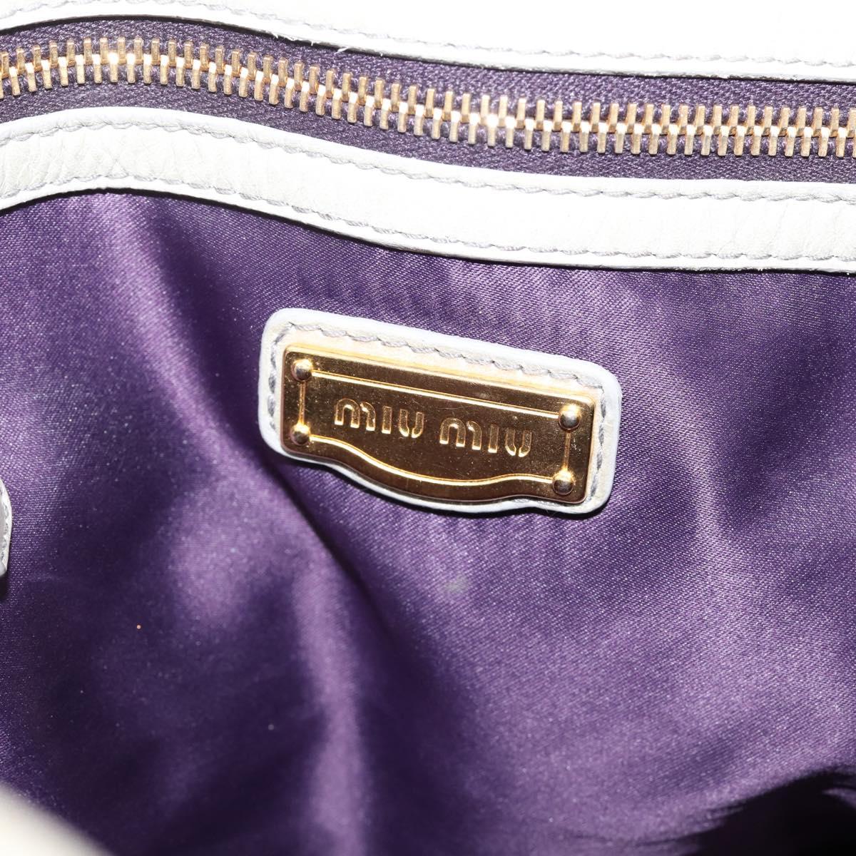 Miu Miu Tote Bag Vitellolux Gray Gold Auth 206009V