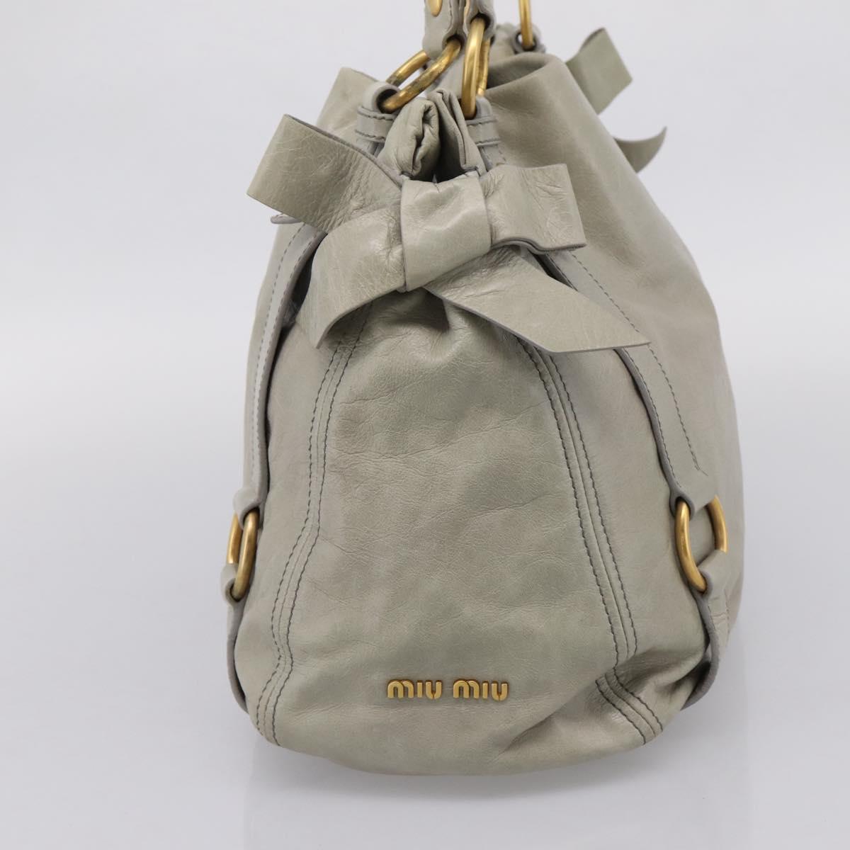 Miu Miu Tote Bag Vitellolux Gray Gold Auth 206009V