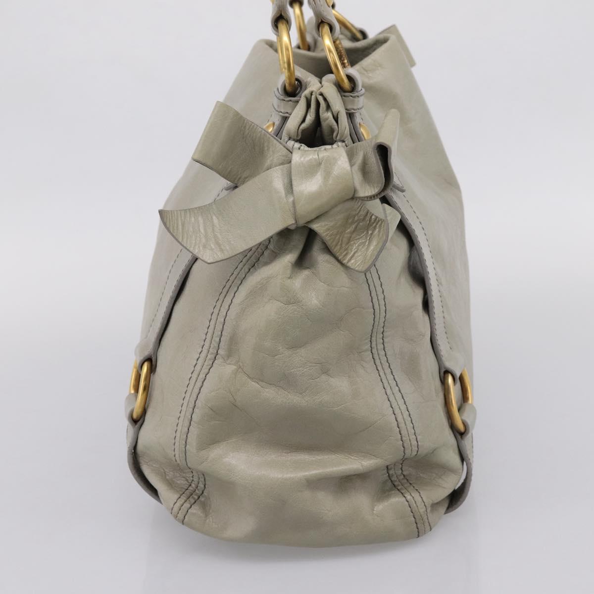 Miu Miu Tote Bag Vitellolux Gray Gold Auth 206009V