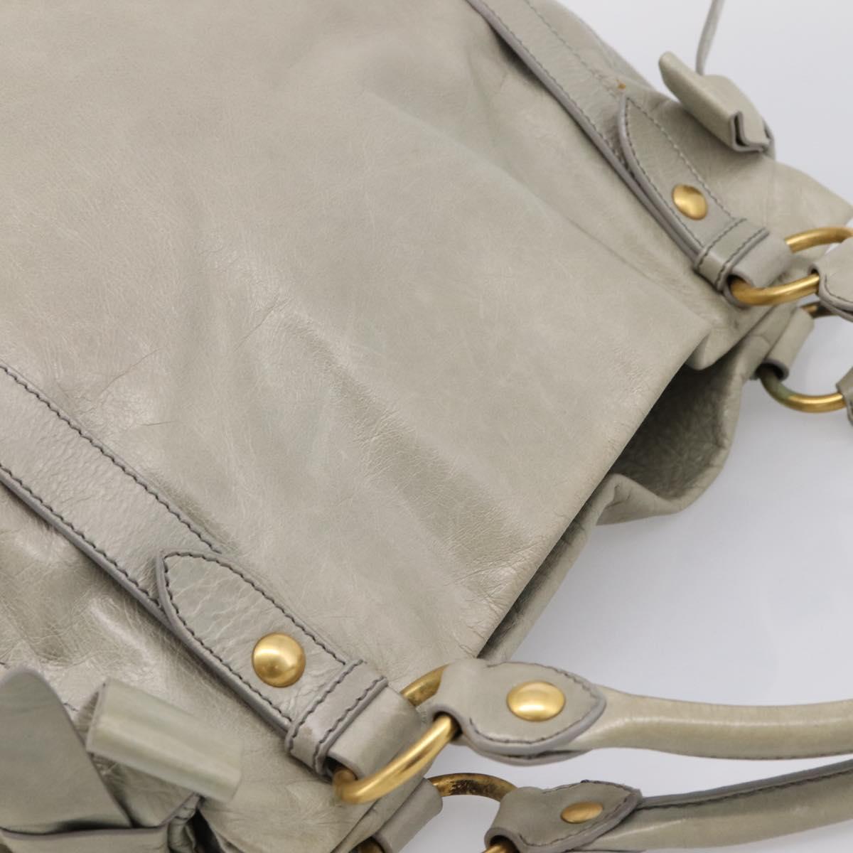 Miu Miu Tote Bag Vitellolux Gray Gold Auth 206009V