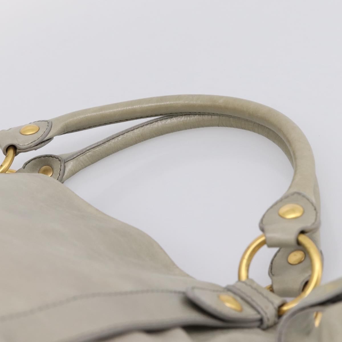 Miu Miu Tote Bag Vitellolux Gray Gold Auth 206009V