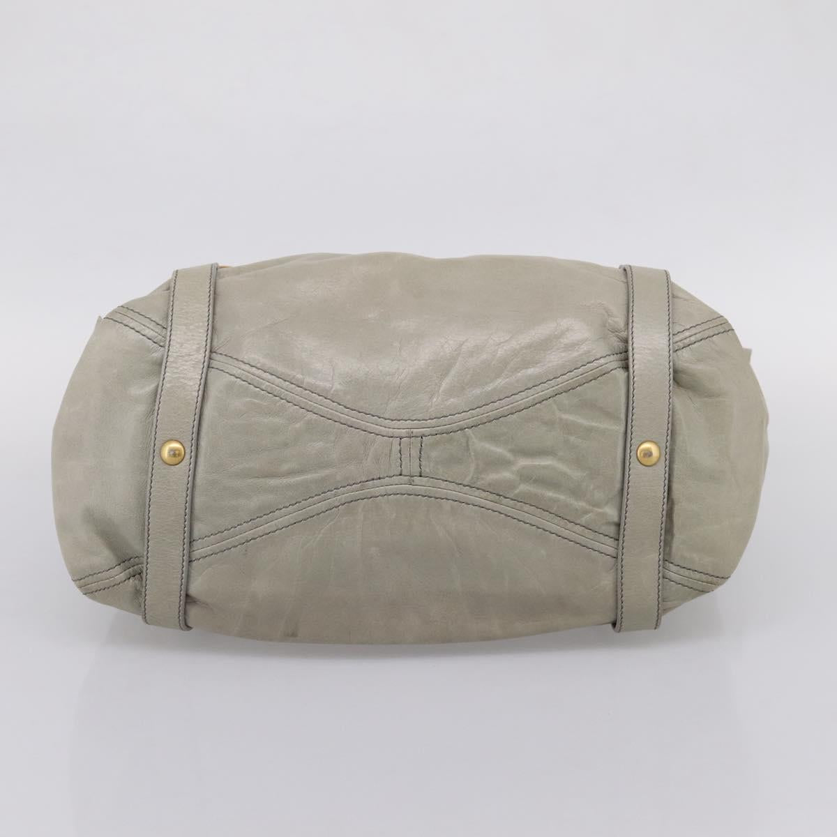 Miu Miu Tote Bag Vitellolux Gray Gold Auth 206009V