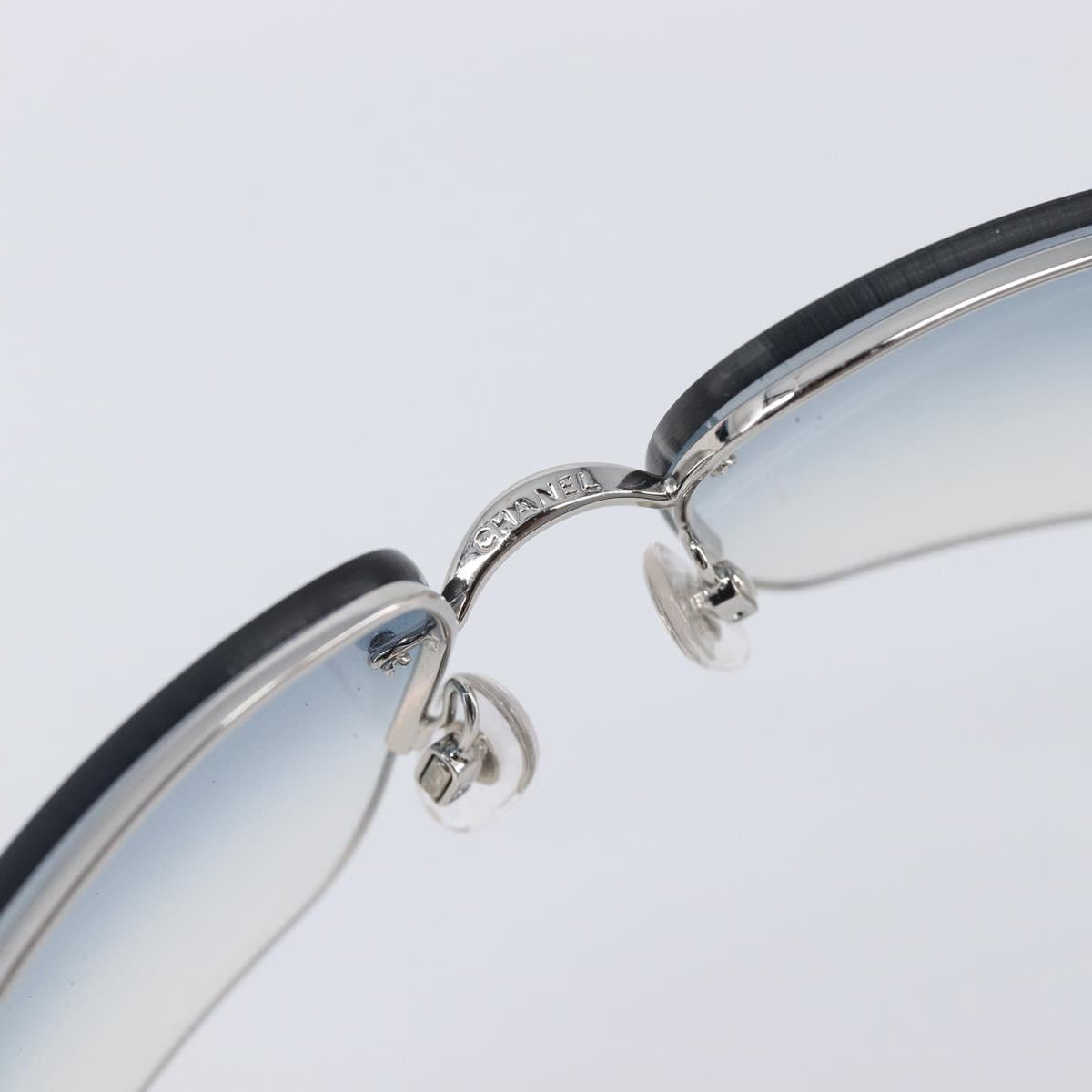 CHANEL COCO Mark Sunglasses Metal Silver CC Auth 206011M