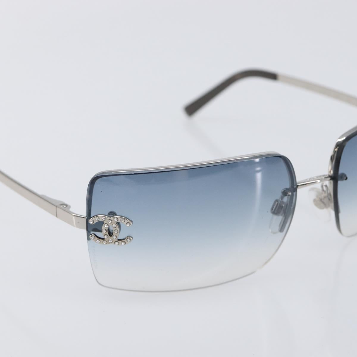 CHANEL COCO Mark Sunglasses Metal Silver CC Auth 206011M