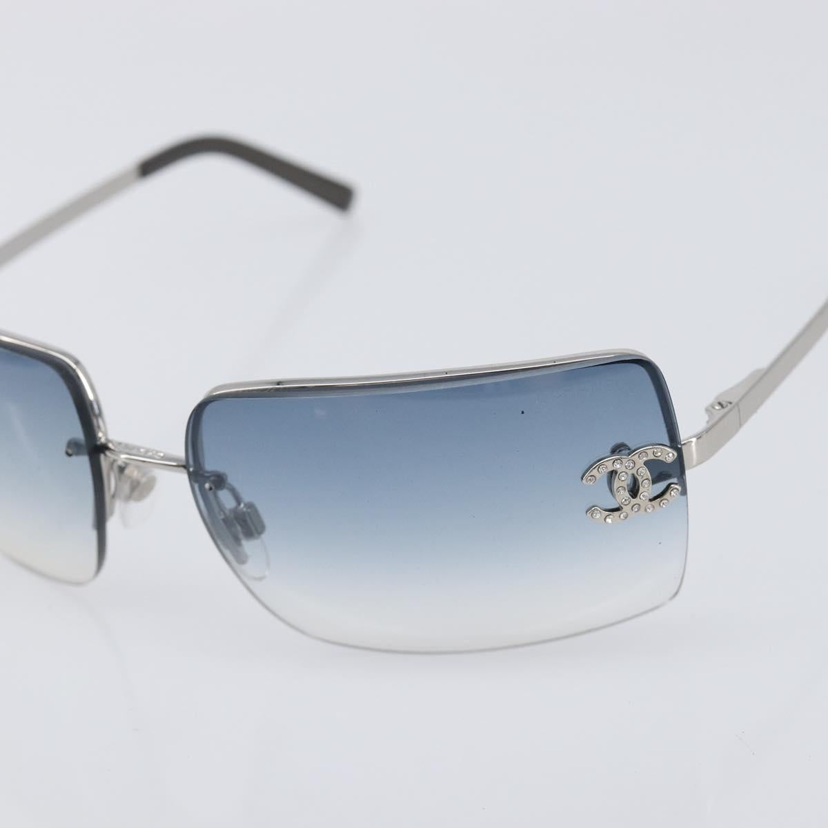 CHANEL COCO Mark Sunglasses Metal Silver CC Auth 206011M