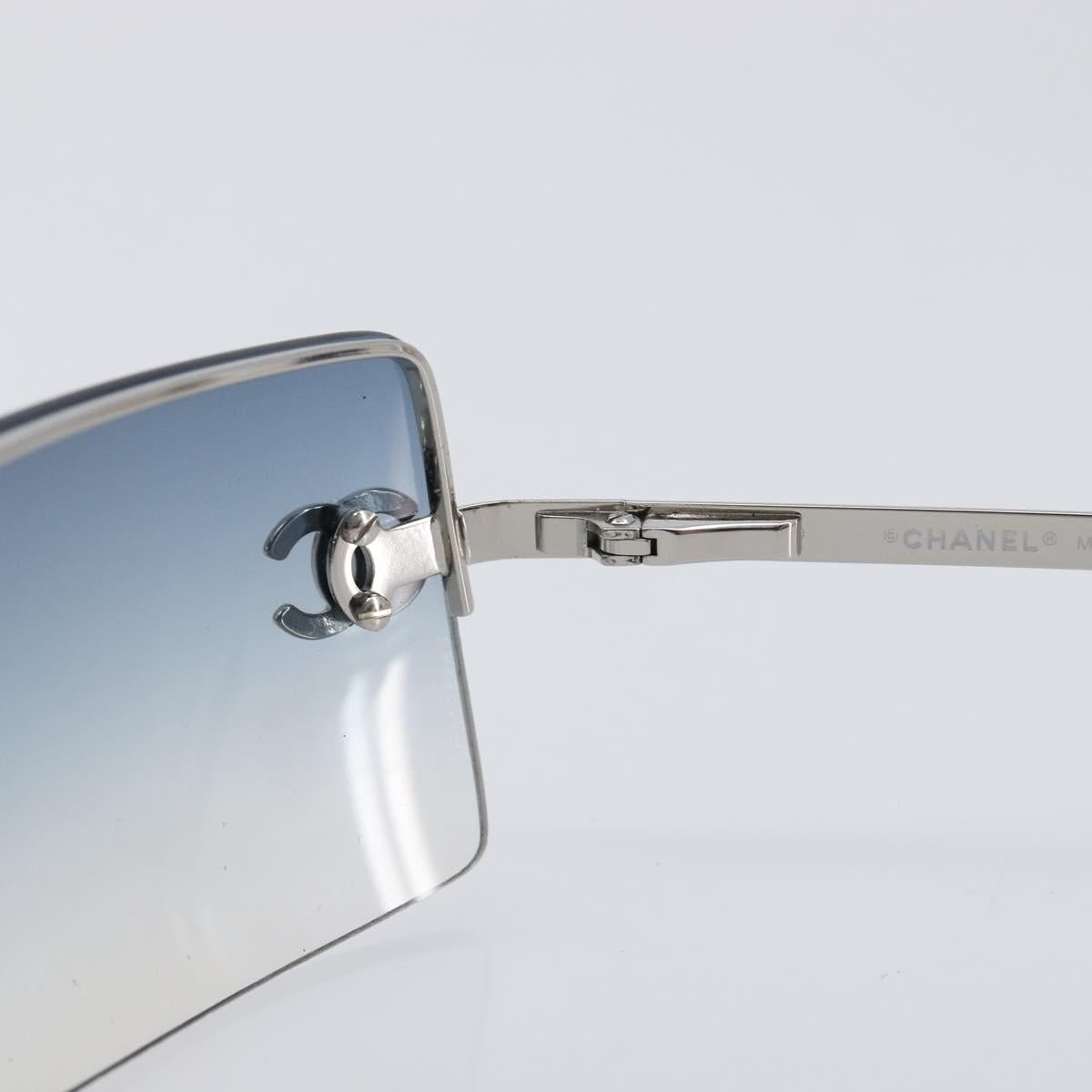 CHANEL COCO Mark Sunglasses Metal Silver CC Auth 206011M