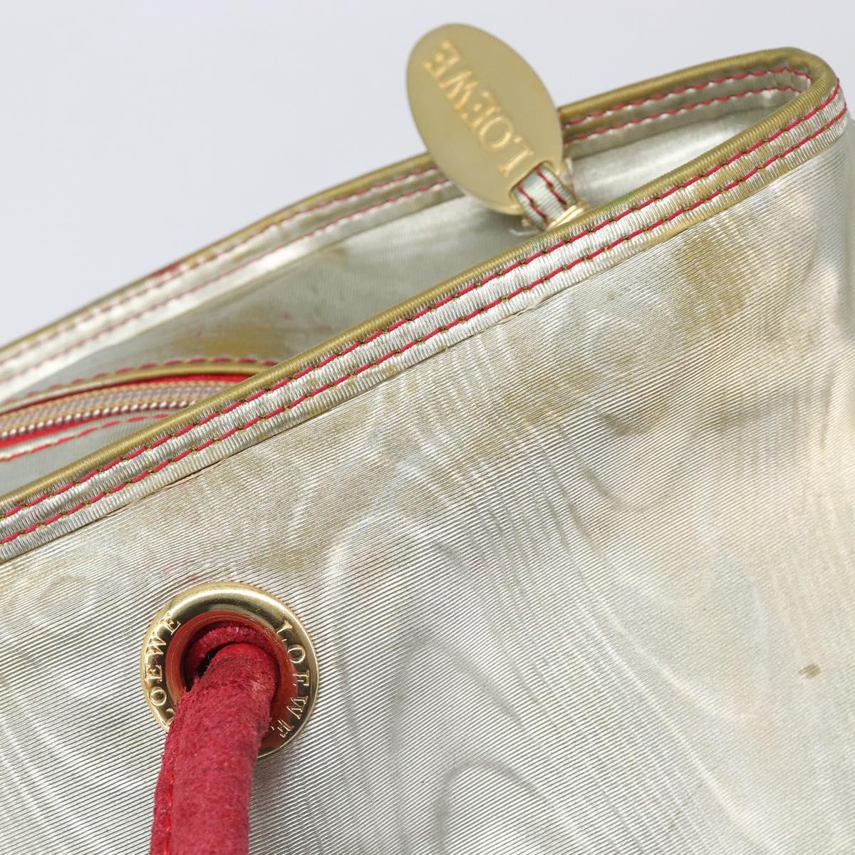 LOEWE Tote Bag Nylon Silver Gold Auth 206014