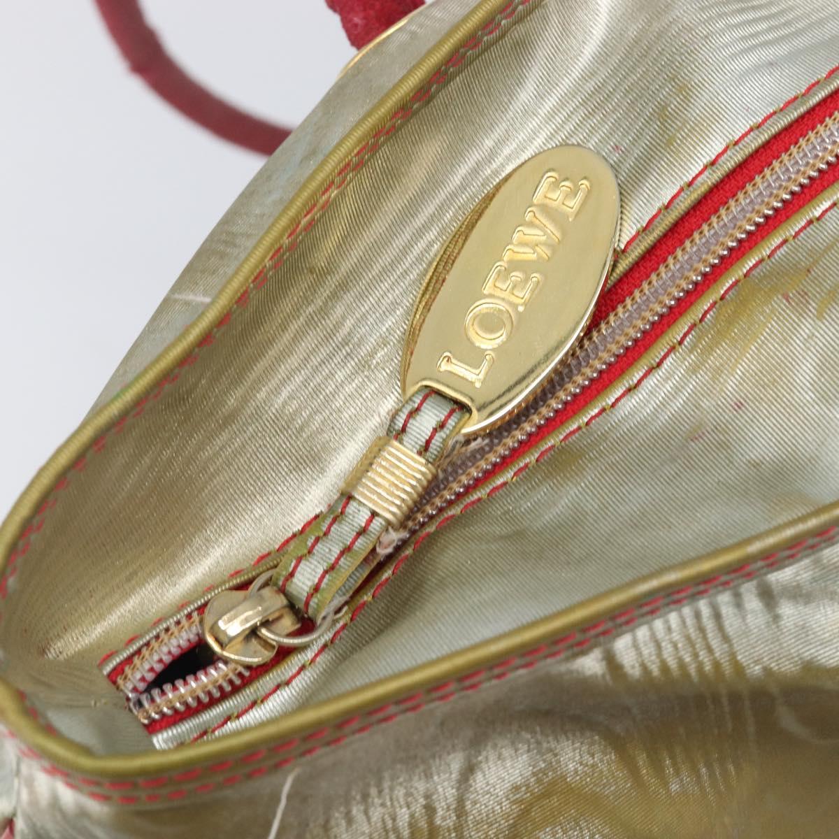 LOEWE Tote Bag Nylon Silver Gold Auth 206014