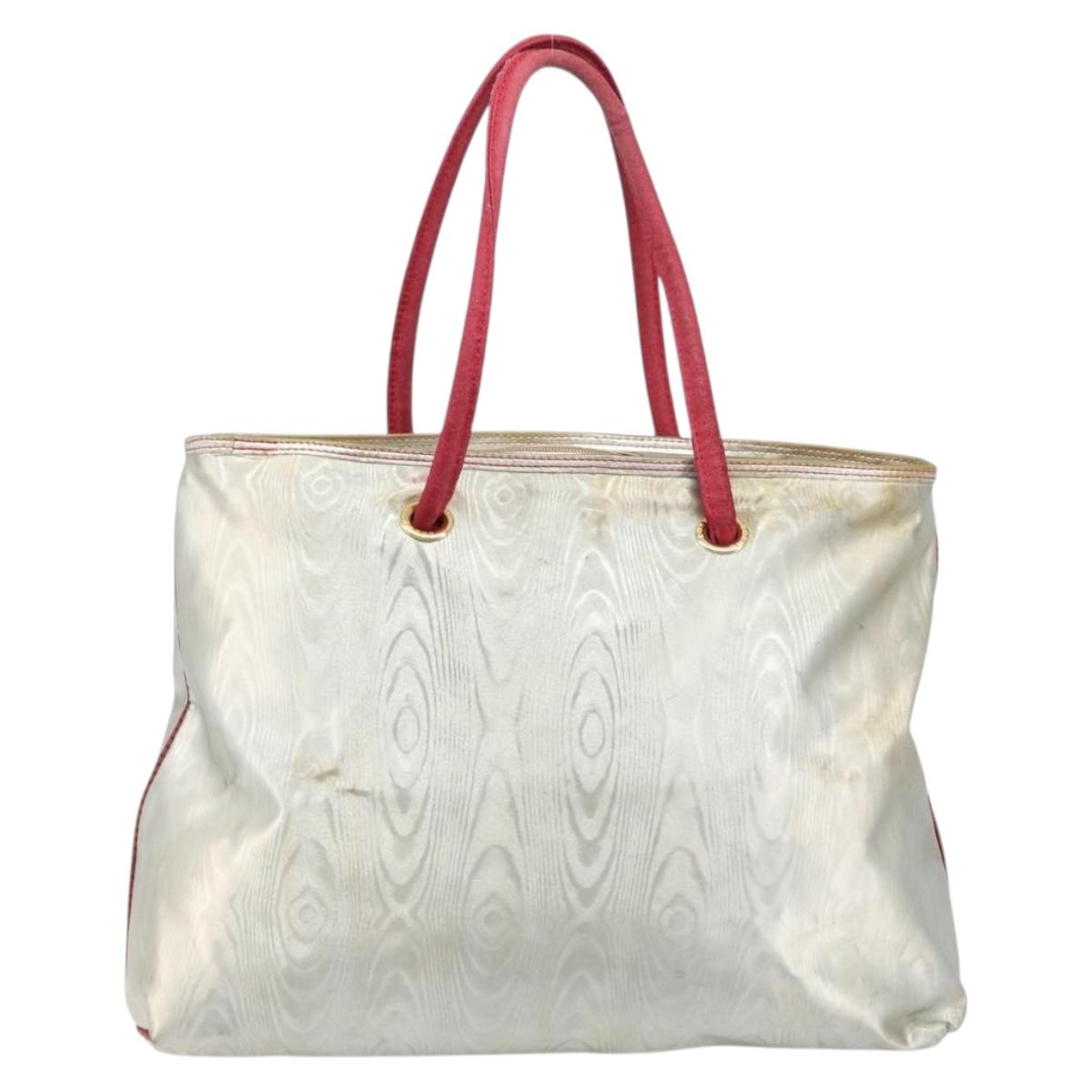 LOEWE Tote Bag Nylon Silver Gold Auth 206014