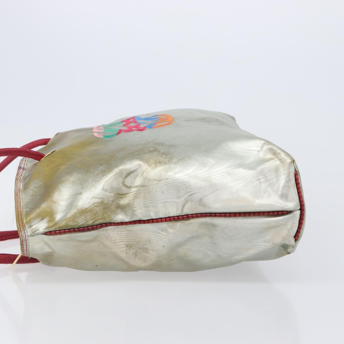 LOEWE Tote Bag Nylon Silver Gold Auth 206014