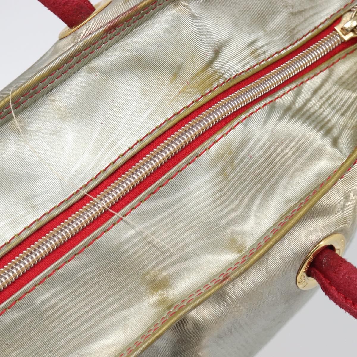 LOEWE Tote Bag Nylon Silver Gold Auth 206014