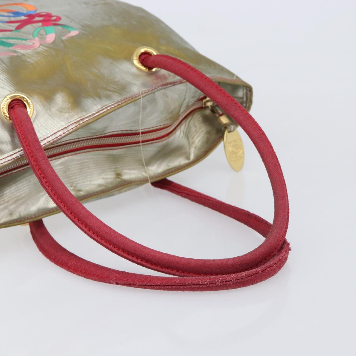LOEWE Tote Bag Nylon Silver Gold Auth 206014