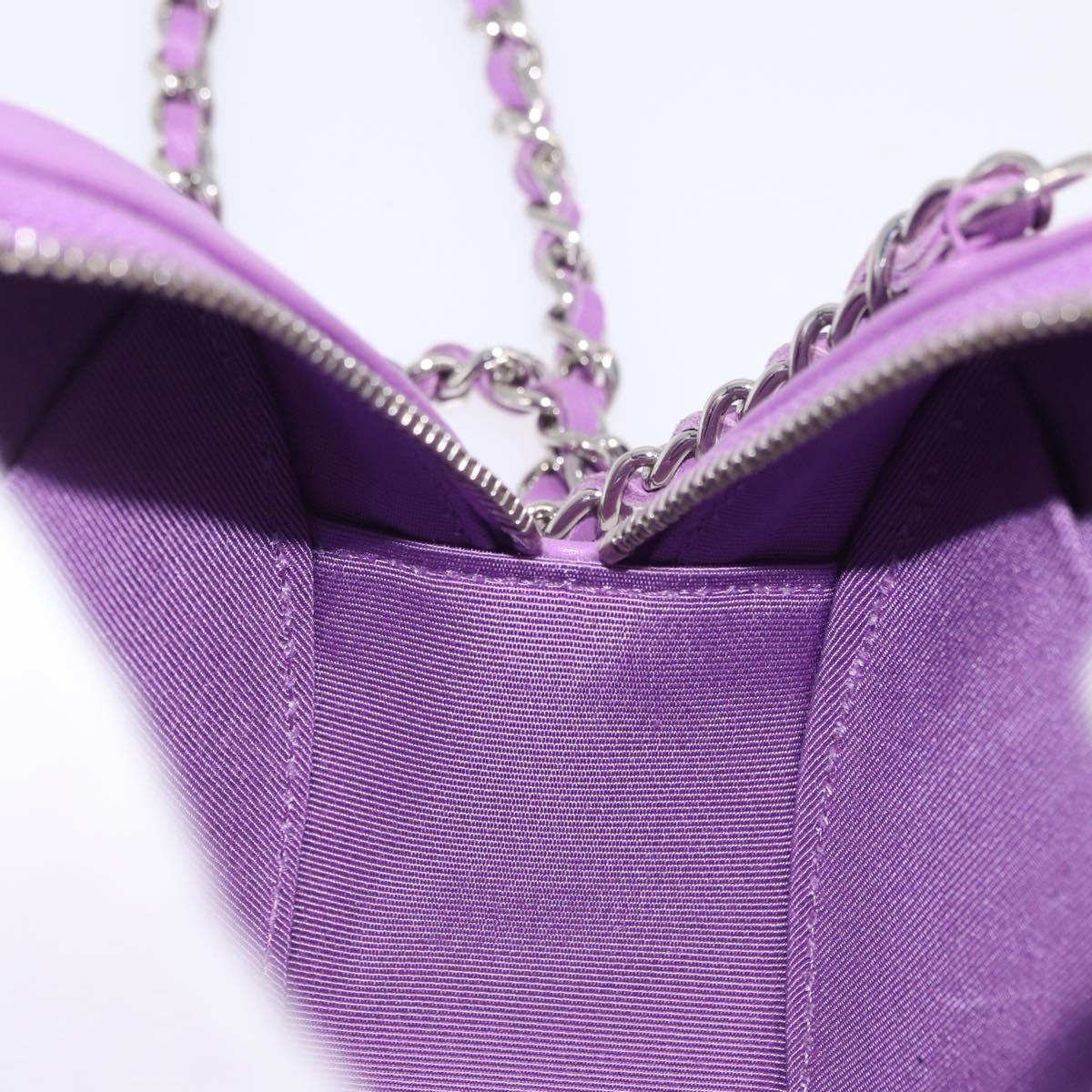 CHANEL Matelasse Chain Shoulder Bag Lamb Skin Purple Silver CC Auth 206022M