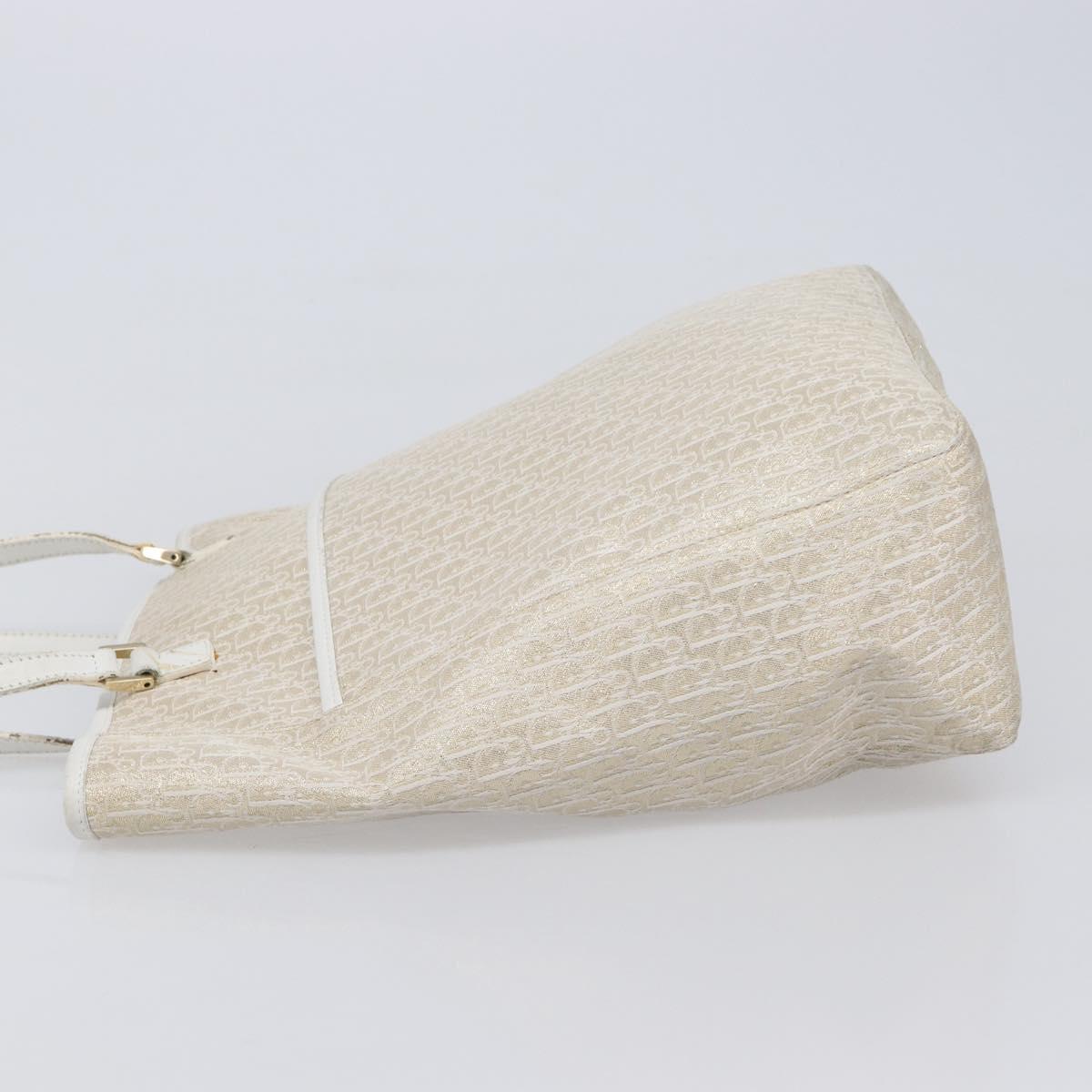 Christian Dior Trotter Canvas Tote Bag Gold Auth 206023A
