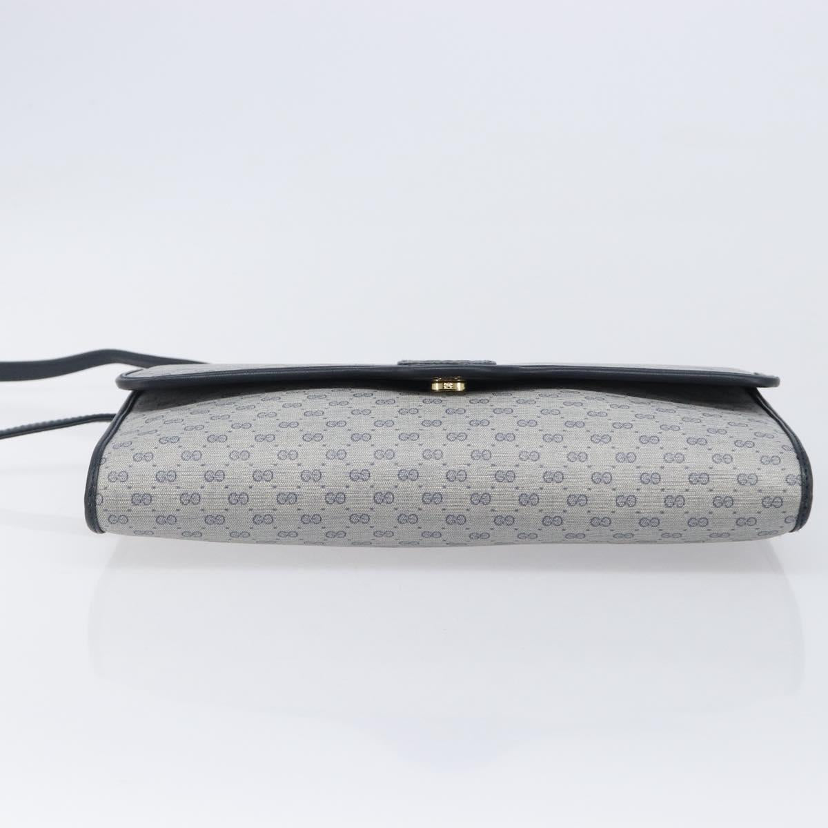 GUCCI Micro GG Canvas Shoulder Bag PVC Navy Gold Auth 206027
