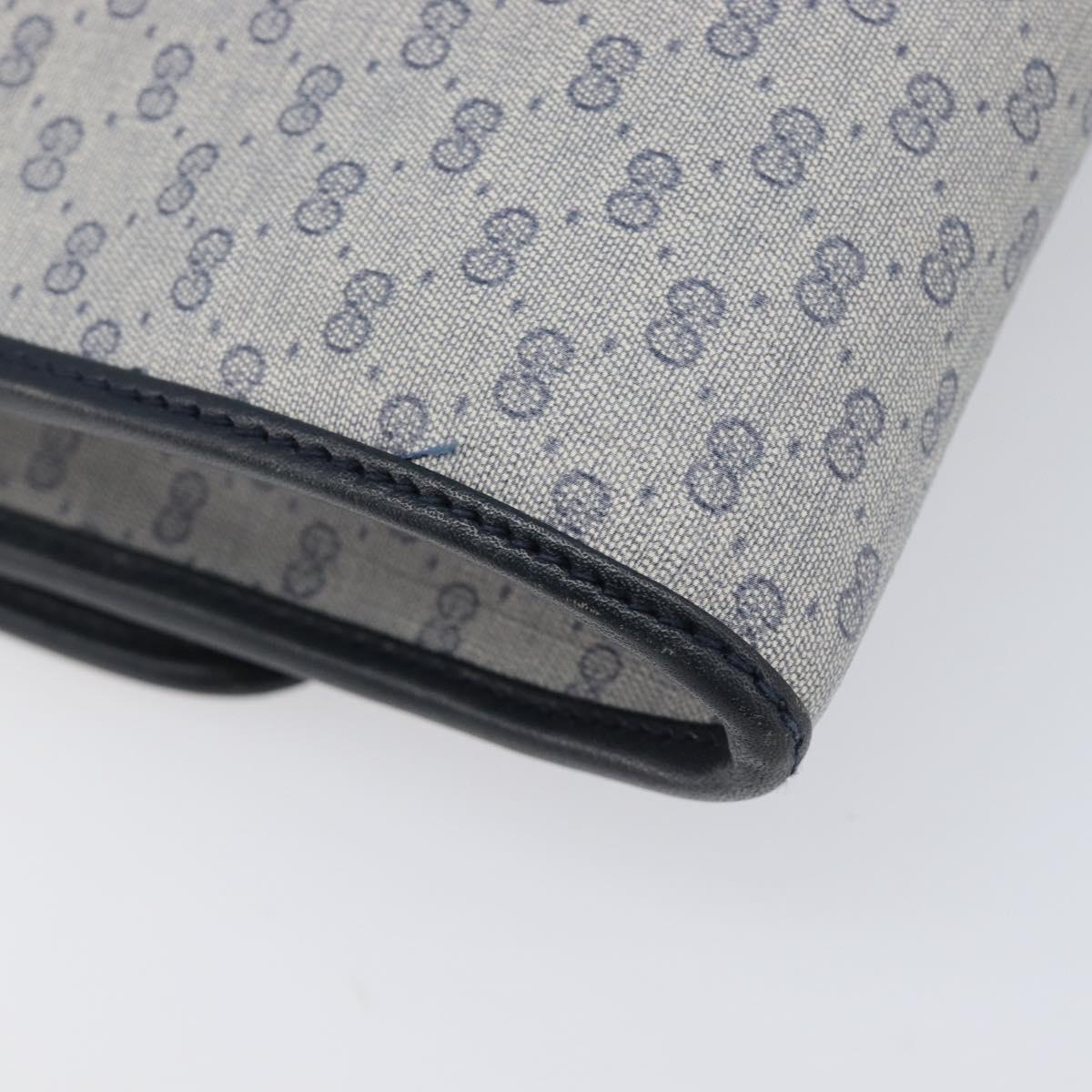 GUCCI Micro GG Canvas Shoulder Bag PVC Navy Gold Auth 206027