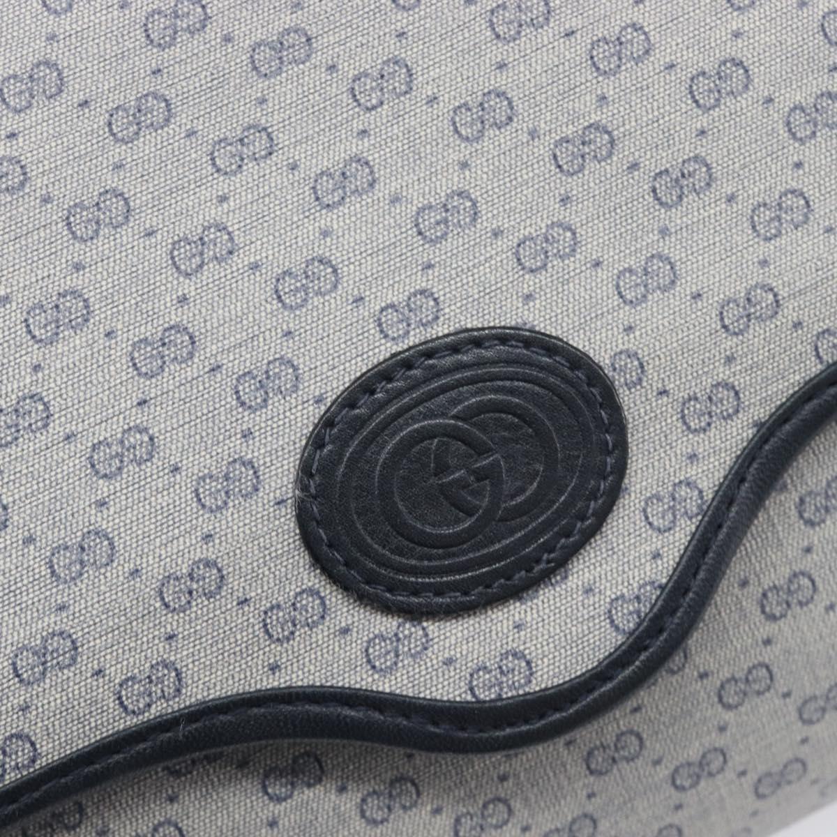 GUCCI Micro GG Canvas Shoulder Bag PVC Navy Gold Auth 206027