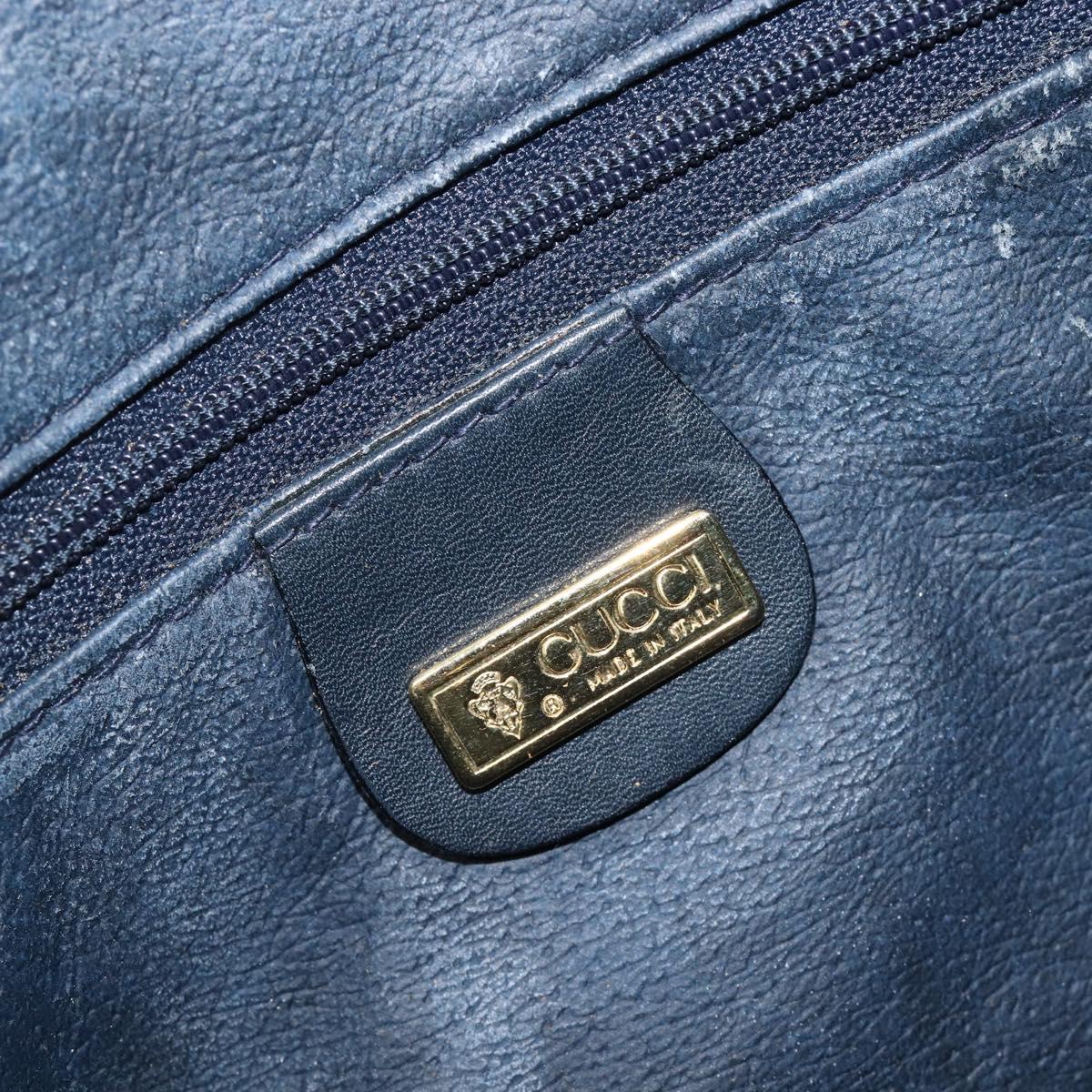 GUCCI Micro GG Canvas Shoulder Bag PVC Navy Gold Auth 206027