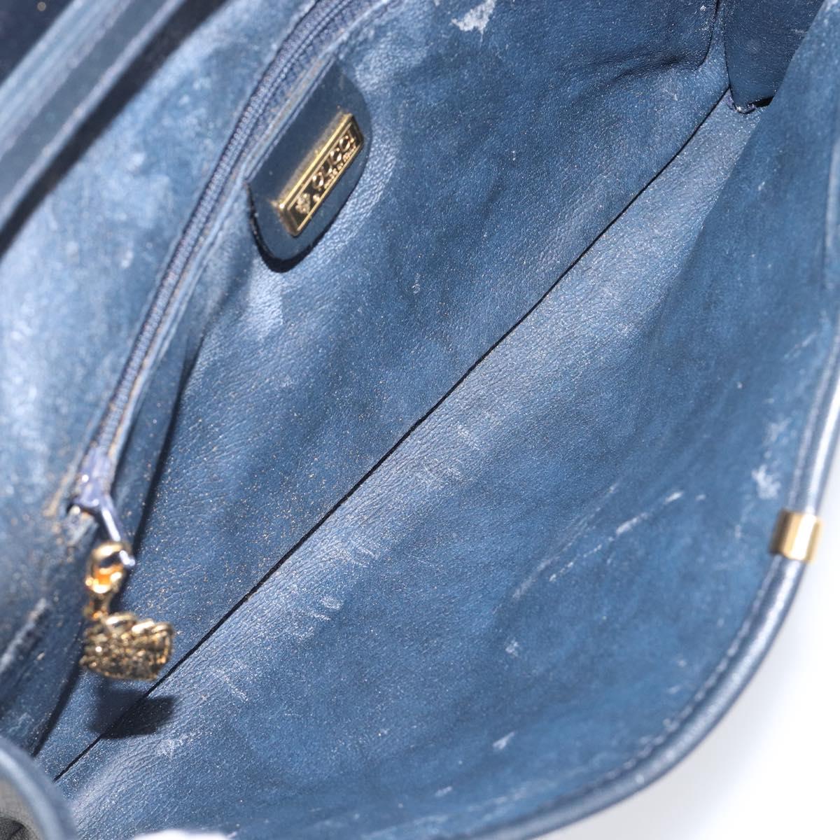GUCCI Micro GG Canvas Shoulder Bag PVC Navy Gold Auth 206027
