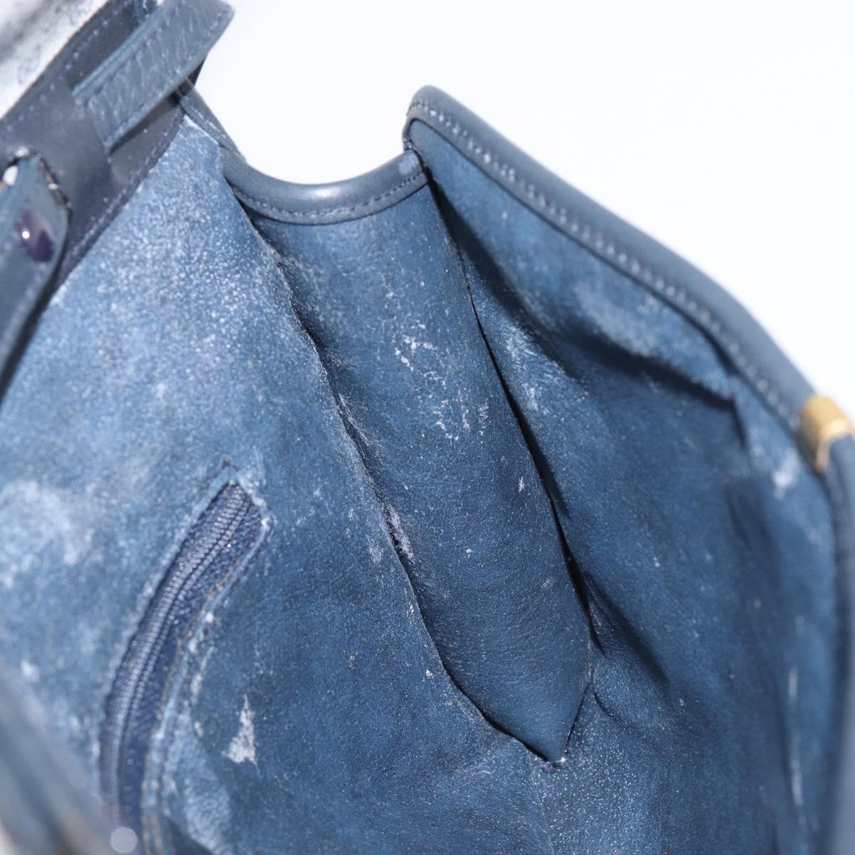 GUCCI Micro GG Canvas Shoulder Bag PVC Navy Gold Auth 206027