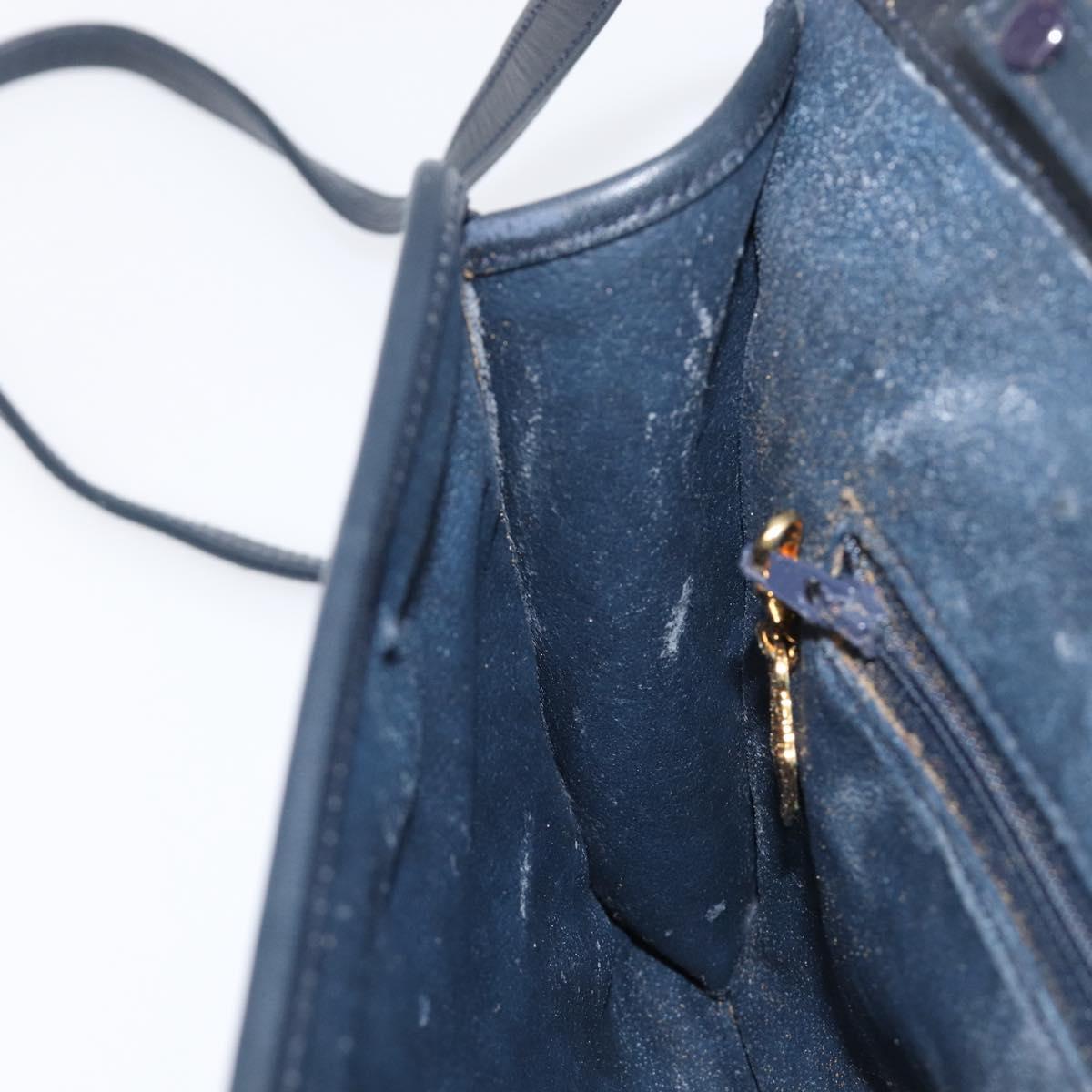GUCCI Micro GG Canvas Shoulder Bag PVC Navy Gold Auth 206027