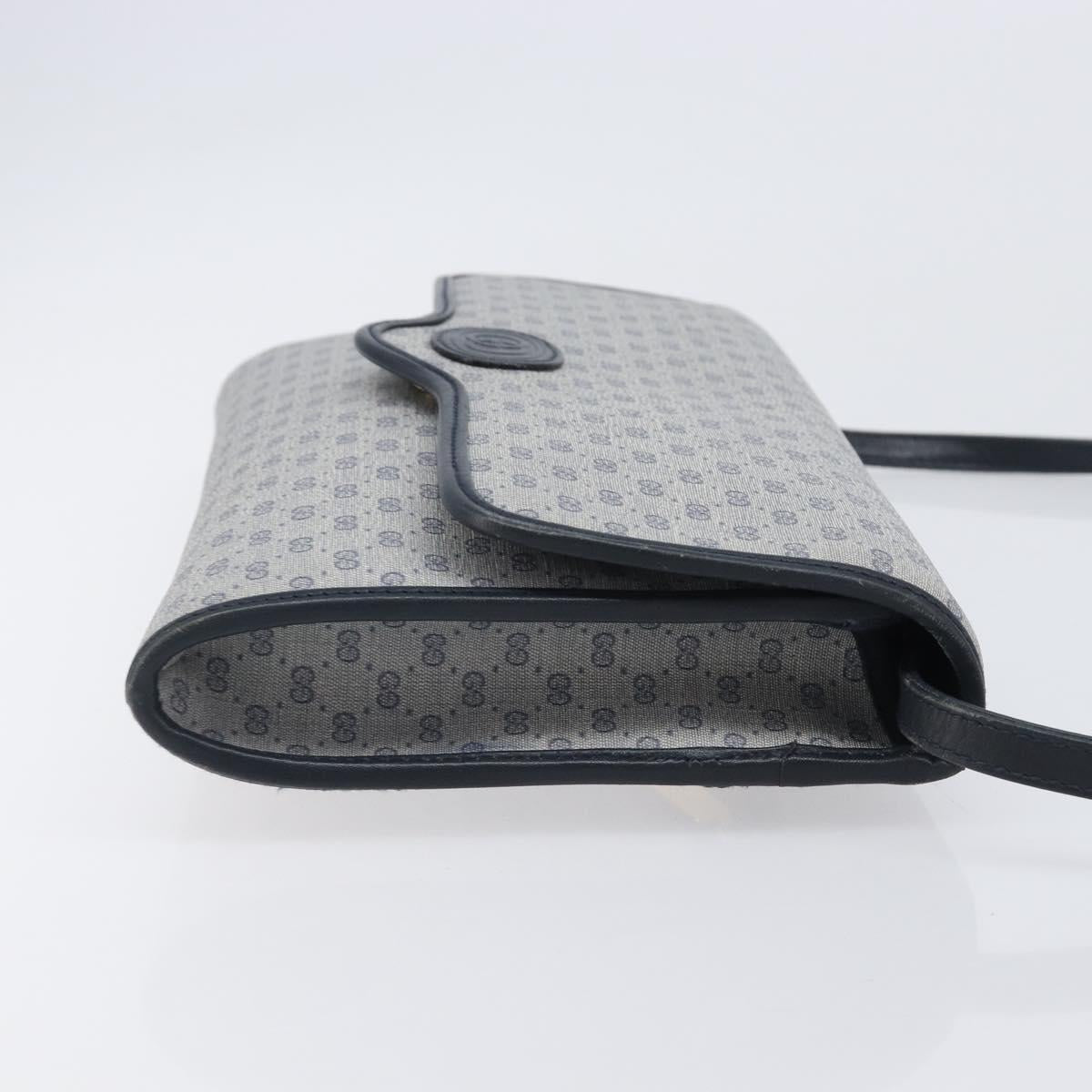 GUCCI Micro GG Canvas Shoulder Bag PVC Navy Gold Auth 206027