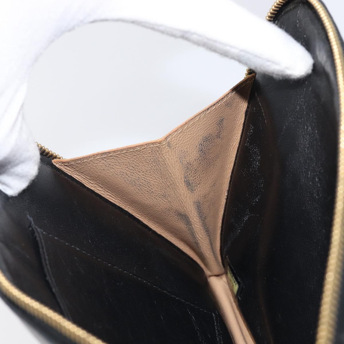 CHANEL Choco Bar Clutch Bag Lamb Skin Black Gold CC Auth 206033V