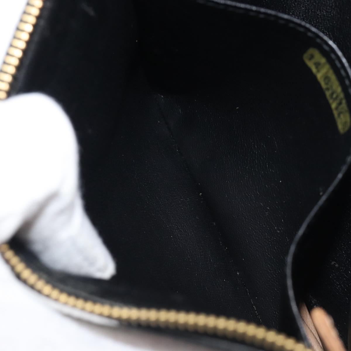 CHANEL Choco Bar Clutch Bag Lamb Skin Black Gold CC Auth 206033V