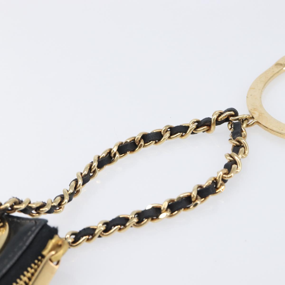 CHANEL Choco Bar Clutch Bag Lamb Skin Black Gold CC Auth 206033V