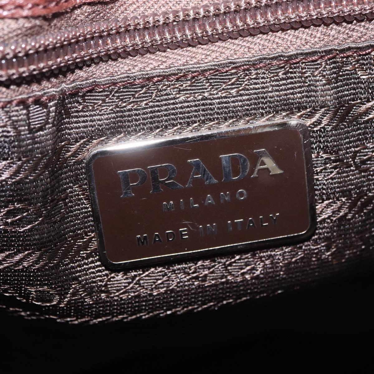 PRADA Plastic Chain Shoulder Bag Harako leather Beige Silver Auth 206034V