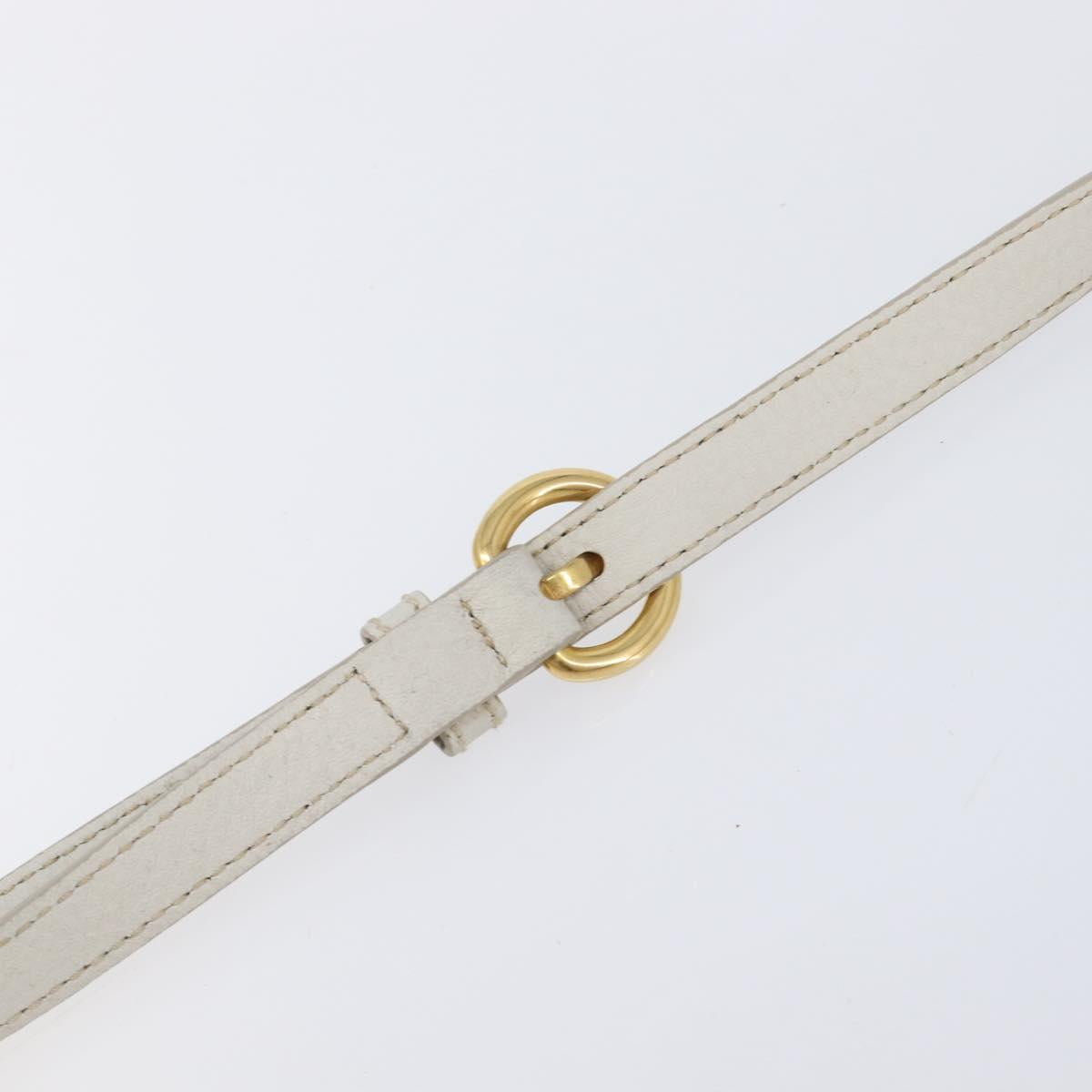 Miu Miu Tote Bag Leather 2way White Gold Auth 206037A