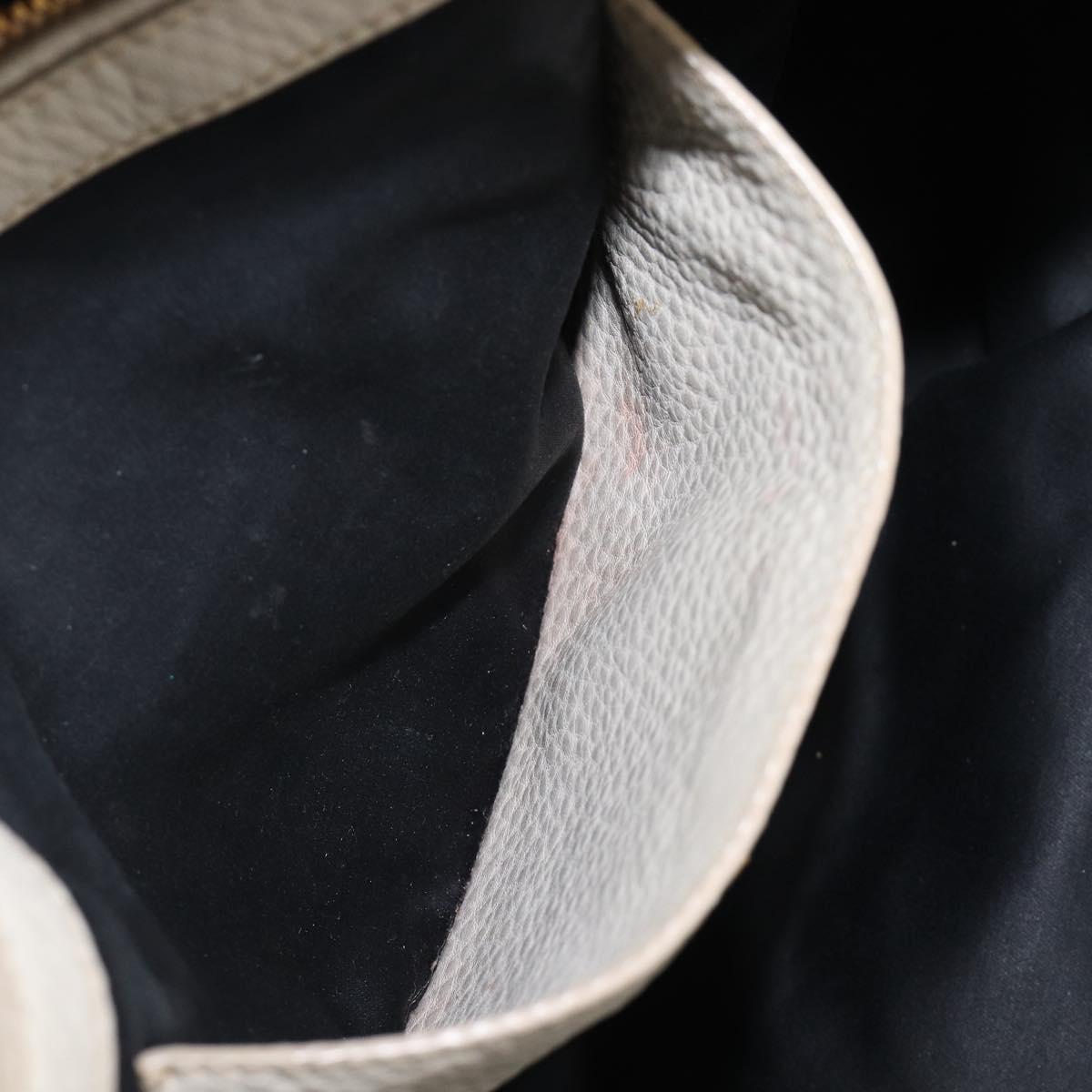 Miu Miu Tote Bag Leather 2way White Gold Auth 206037A
