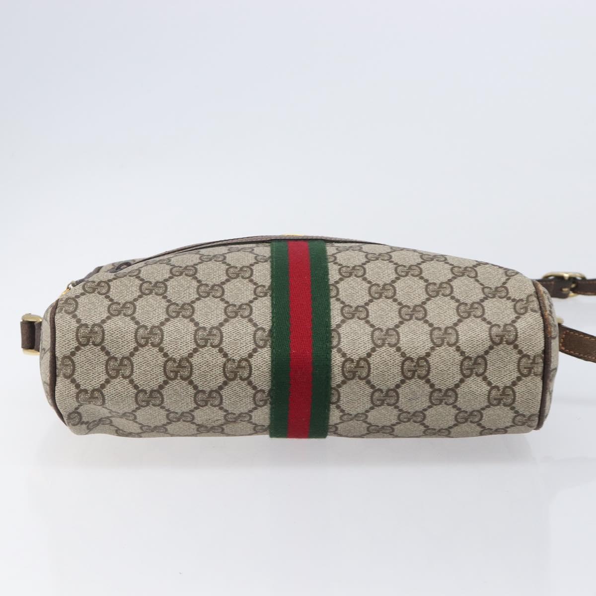 GUCCI GG Supreme Web Sherry Line Bag PVC Leather Beige Gold 010 378 Auth 206039