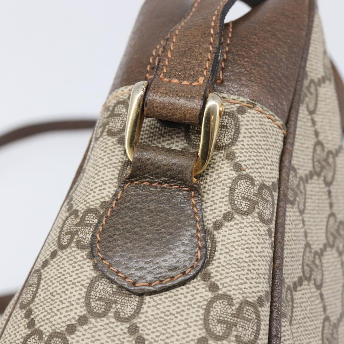 GUCCI GG Supreme Web Sherry Line Bag PVC Leather Beige Gold 010 378 Auth 206039