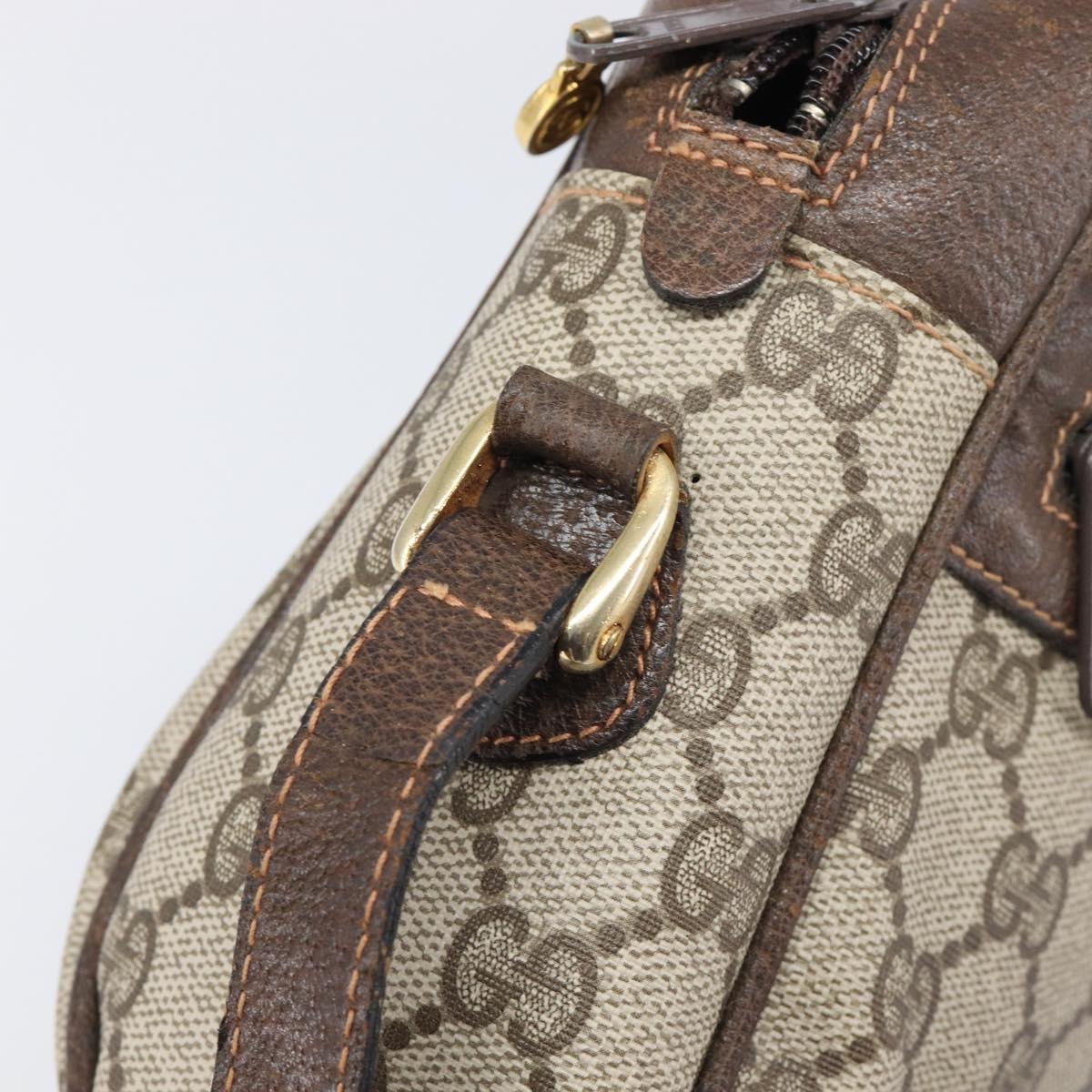 GUCCI GG Supreme Web Sherry Line Bag PVC Leather Beige Gold 010 378 Auth 206039
