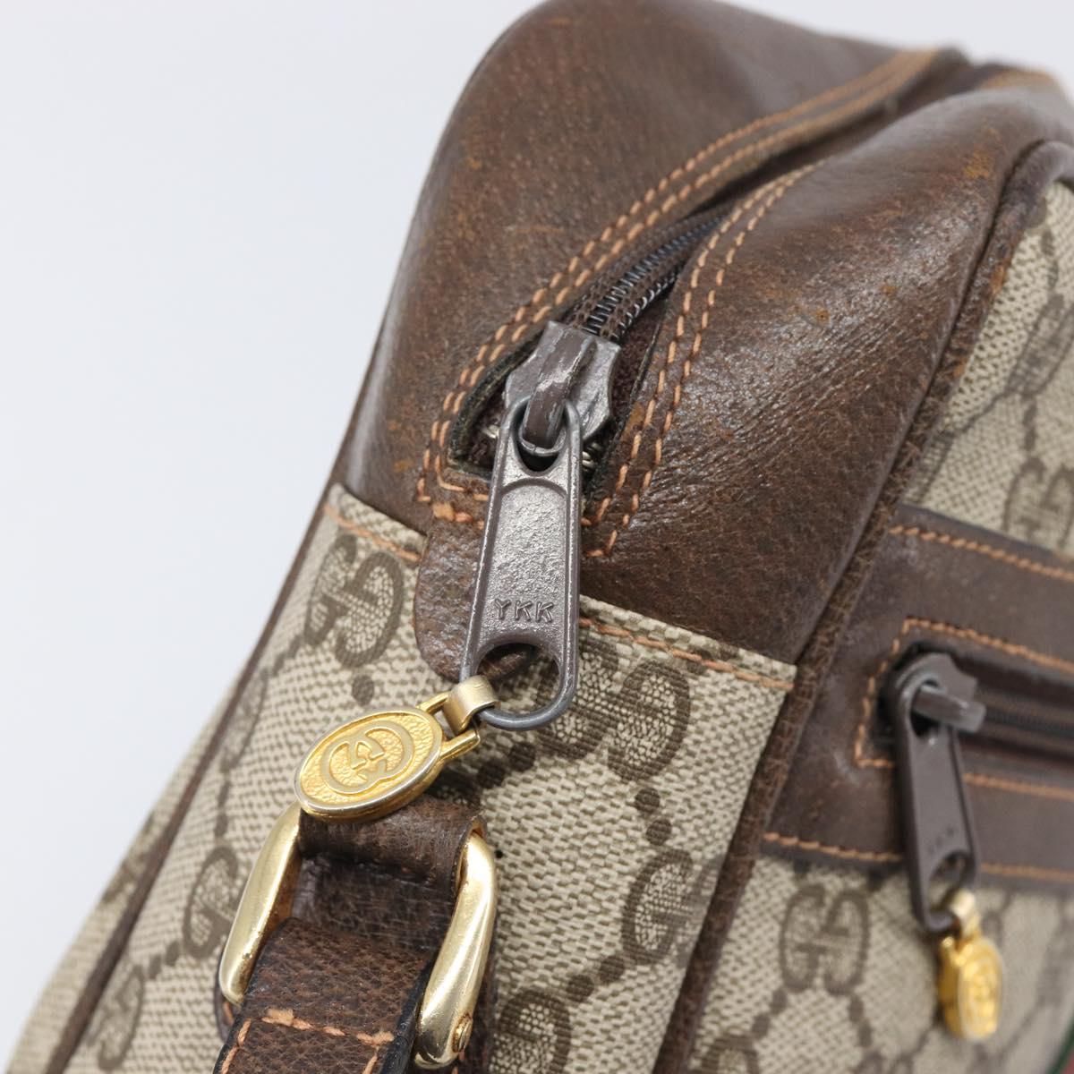 GUCCI GG Supreme Web Sherry Line Bag PVC Leather Beige Gold 010 378 Auth 206039