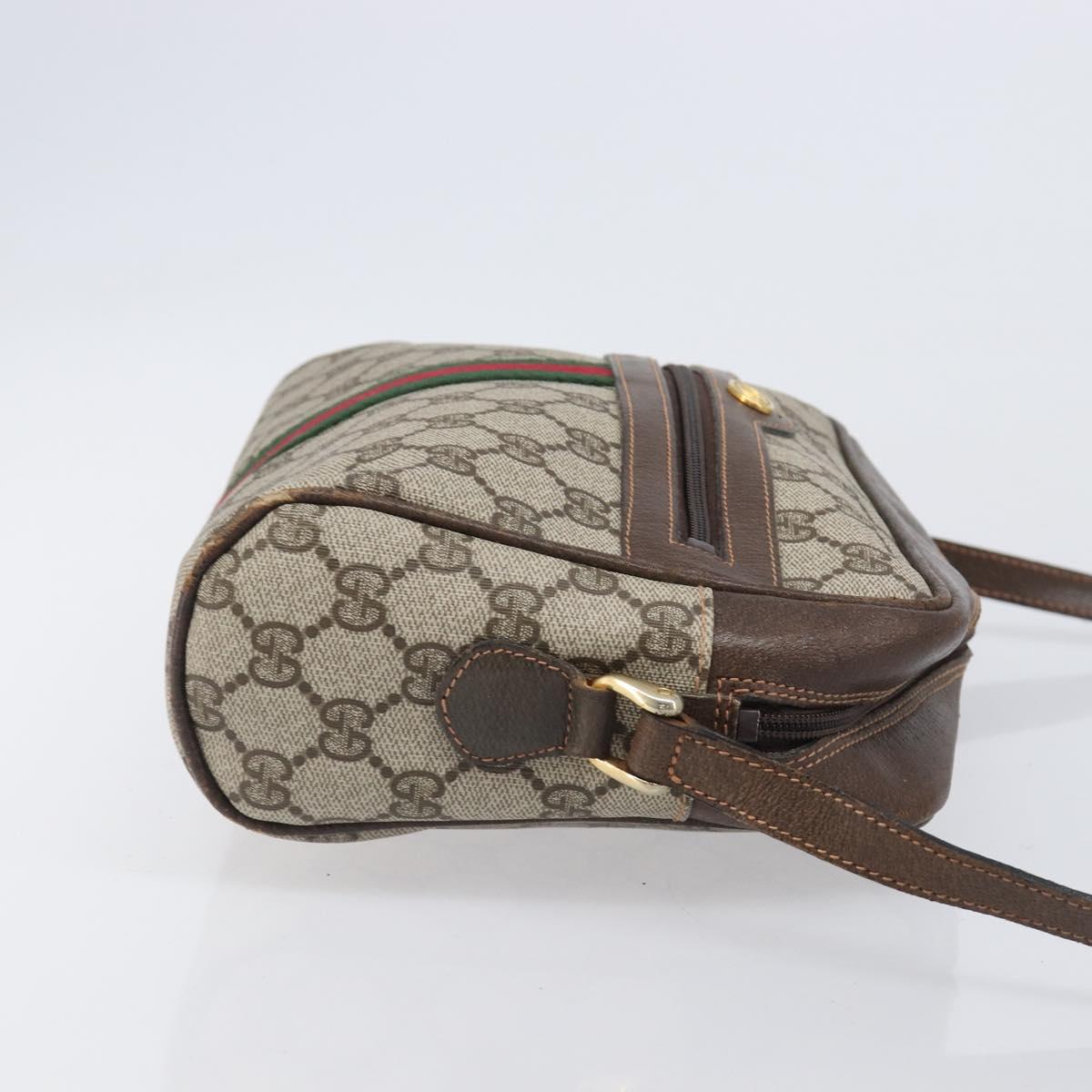 GUCCI GG Supreme Web Sherry Line Bag PVC Leather Beige Gold 010 378 Auth 206039