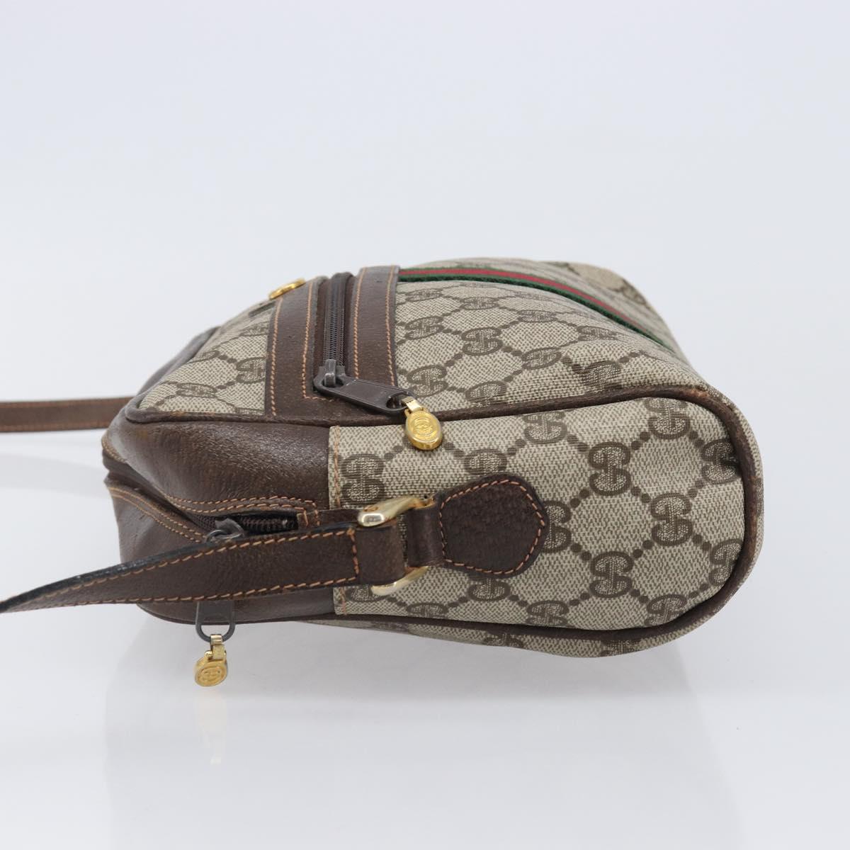 GUCCI GG Supreme Web Sherry Line Bag PVC Leather Beige Gold 010 378 Auth 206039