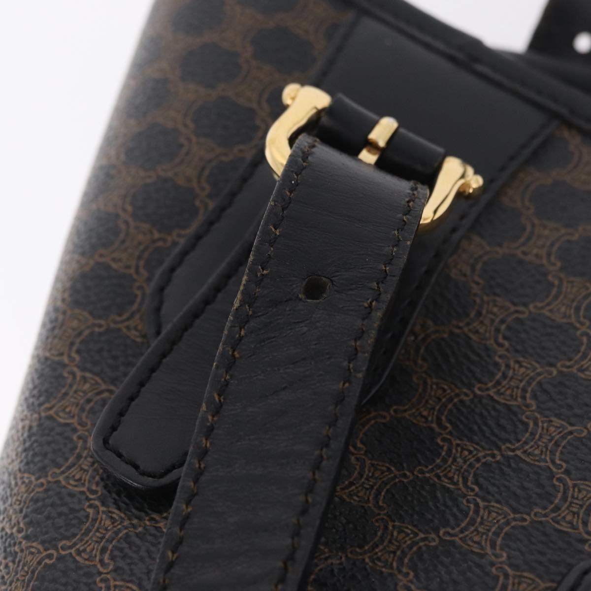 CELINE Macadam Canvas Tote Bag PVC Leather Black Gold Auth 206040V