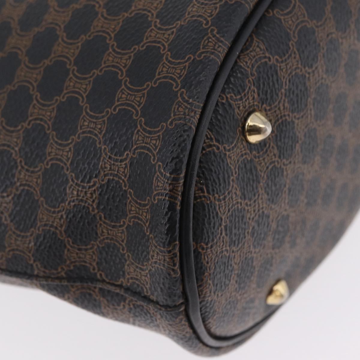 CELINE Macadam Canvas Tote Bag PVC Leather Black Gold Auth 206040V