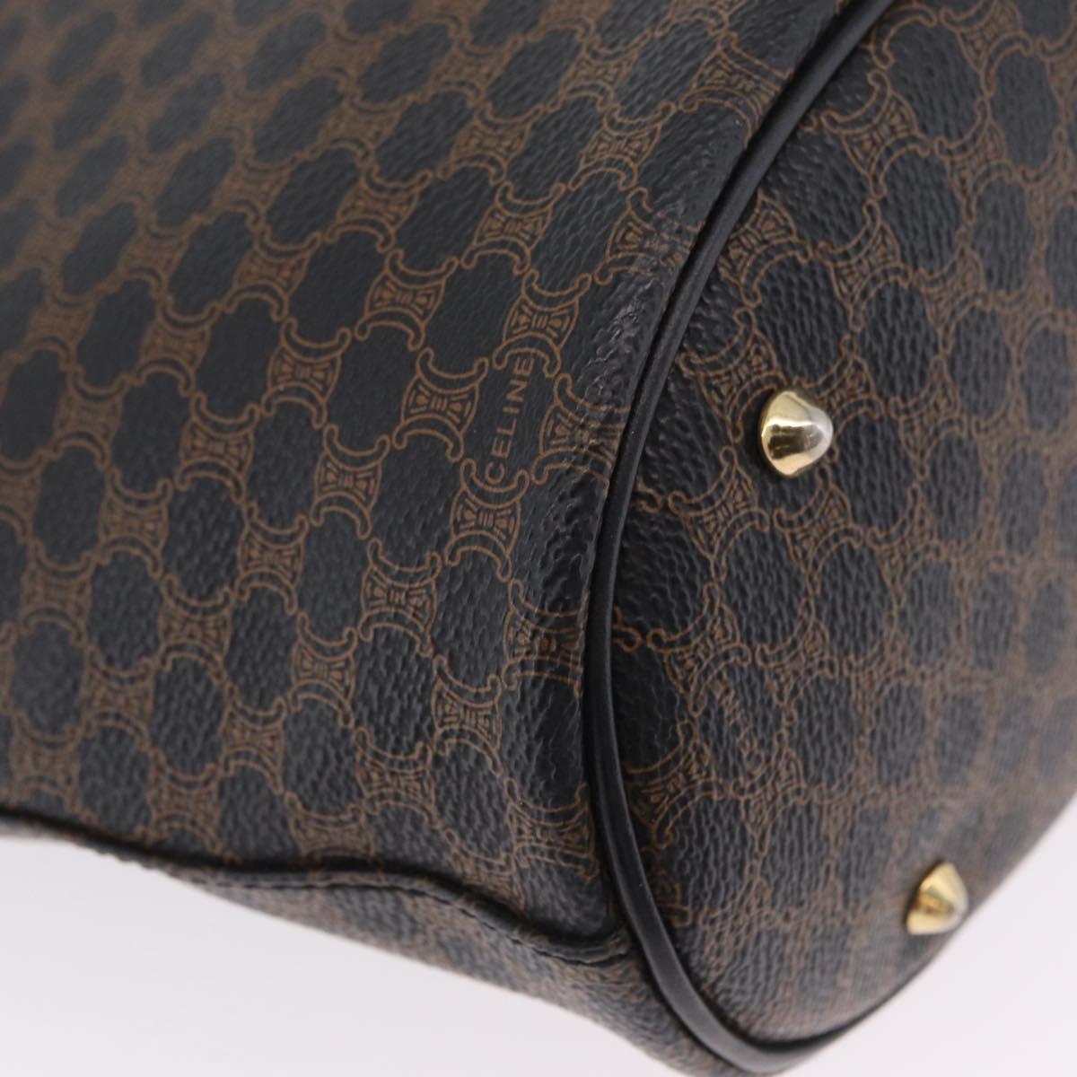 CELINE Macadam Canvas Tote Bag PVC Leather Black Gold Auth 206040V