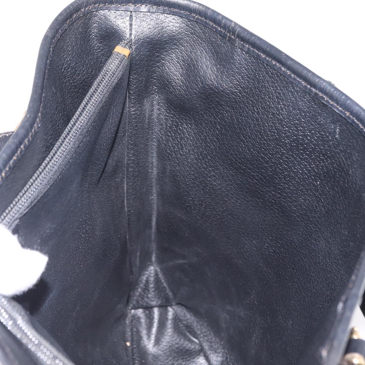 CELINE Macadam Canvas Tote Bag PVC Leather Black Gold Auth 206040V