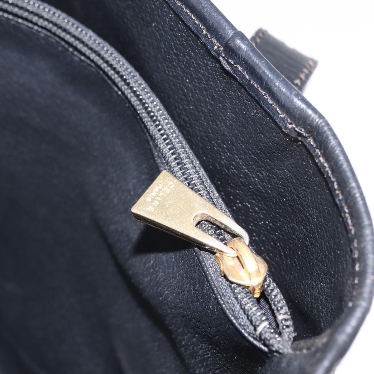 CELINE Macadam Canvas Tote Bag PVC Leather Black Gold Auth 206040V