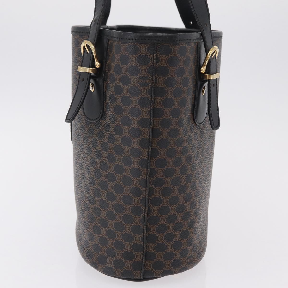 CELINE Macadam Canvas Tote Bag PVC Leather Black Gold Auth 206040V