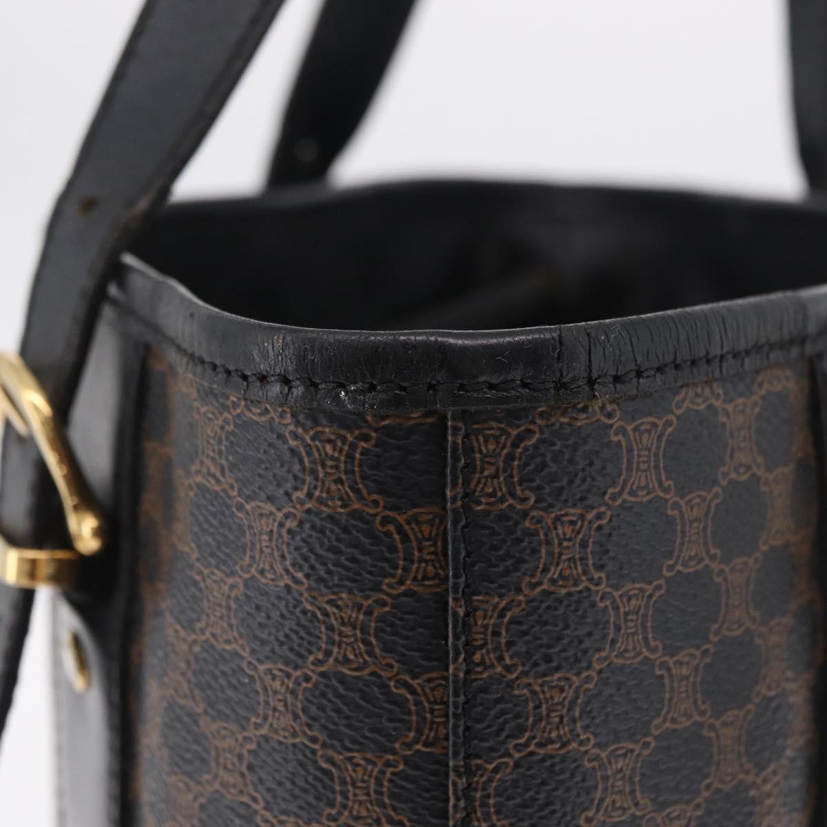 CELINE Macadam Canvas Tote Bag PVC Leather Black Gold Auth 206040V