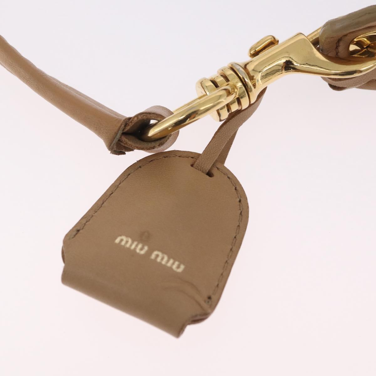 Miu Miu Shoulder Bag Leather Beige Gold Auth 206041V