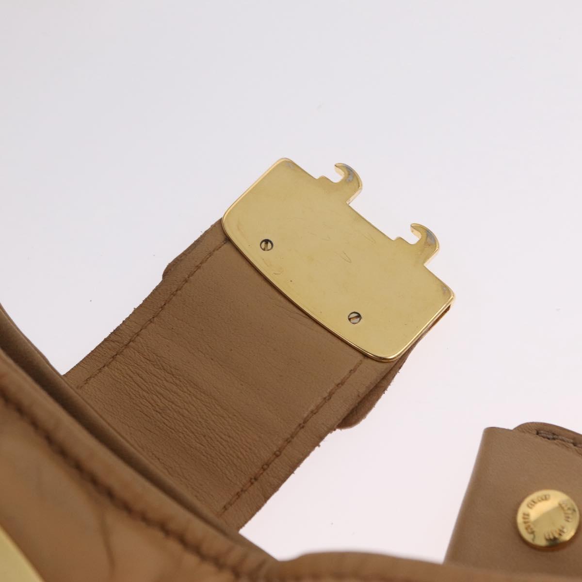 Miu Miu Shoulder Bag Leather Beige Gold Auth 206041V