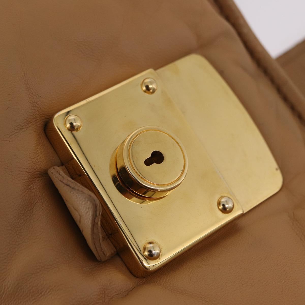 Miu Miu Shoulder Bag Leather Beige Gold Auth 206041V