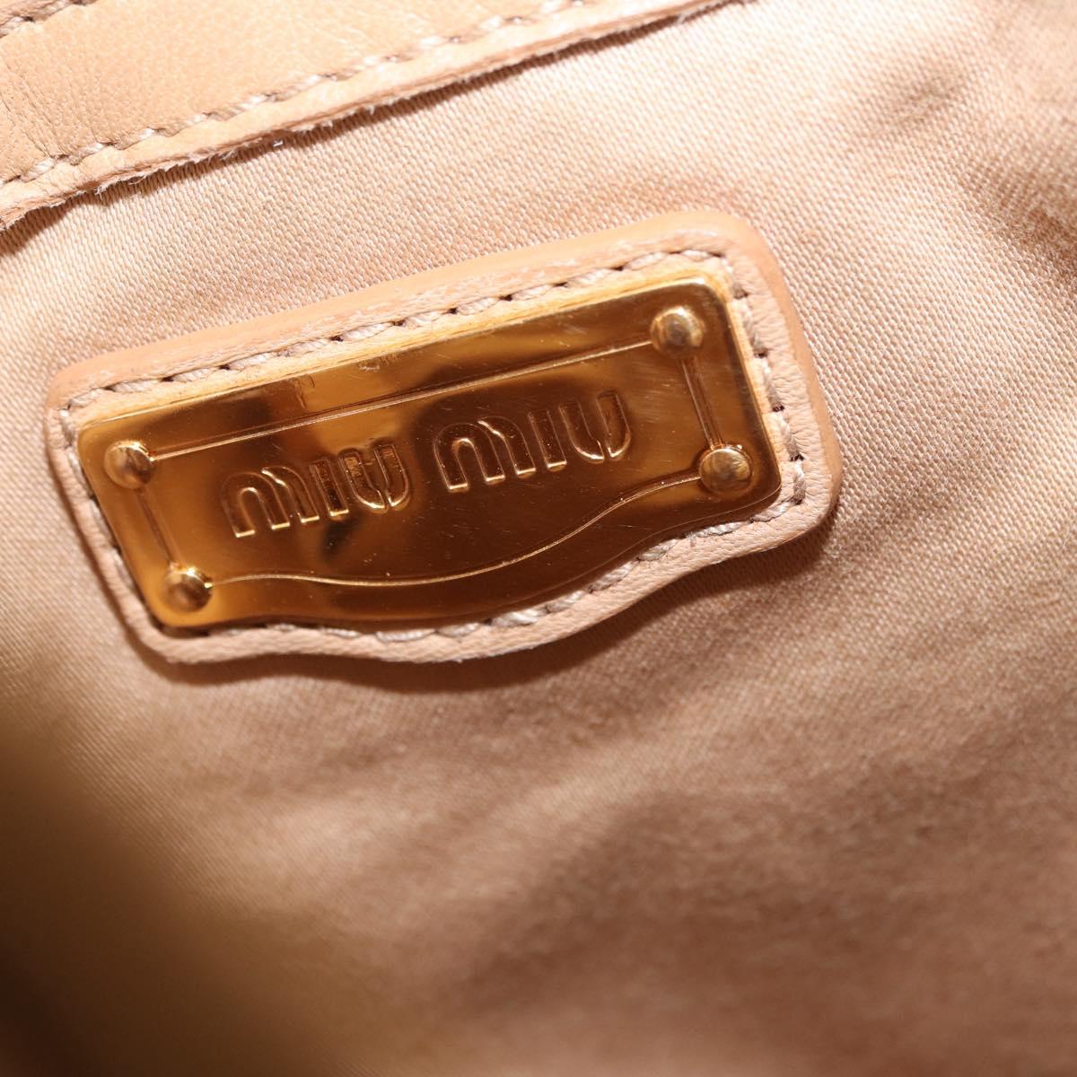 Miu Miu Shoulder Bag Leather Beige Gold Auth 206041V
